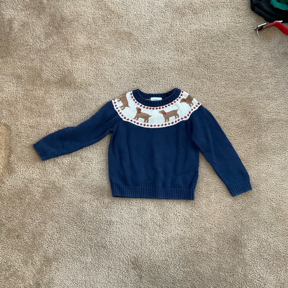 Little English Navy Sweater with Reindeer Design